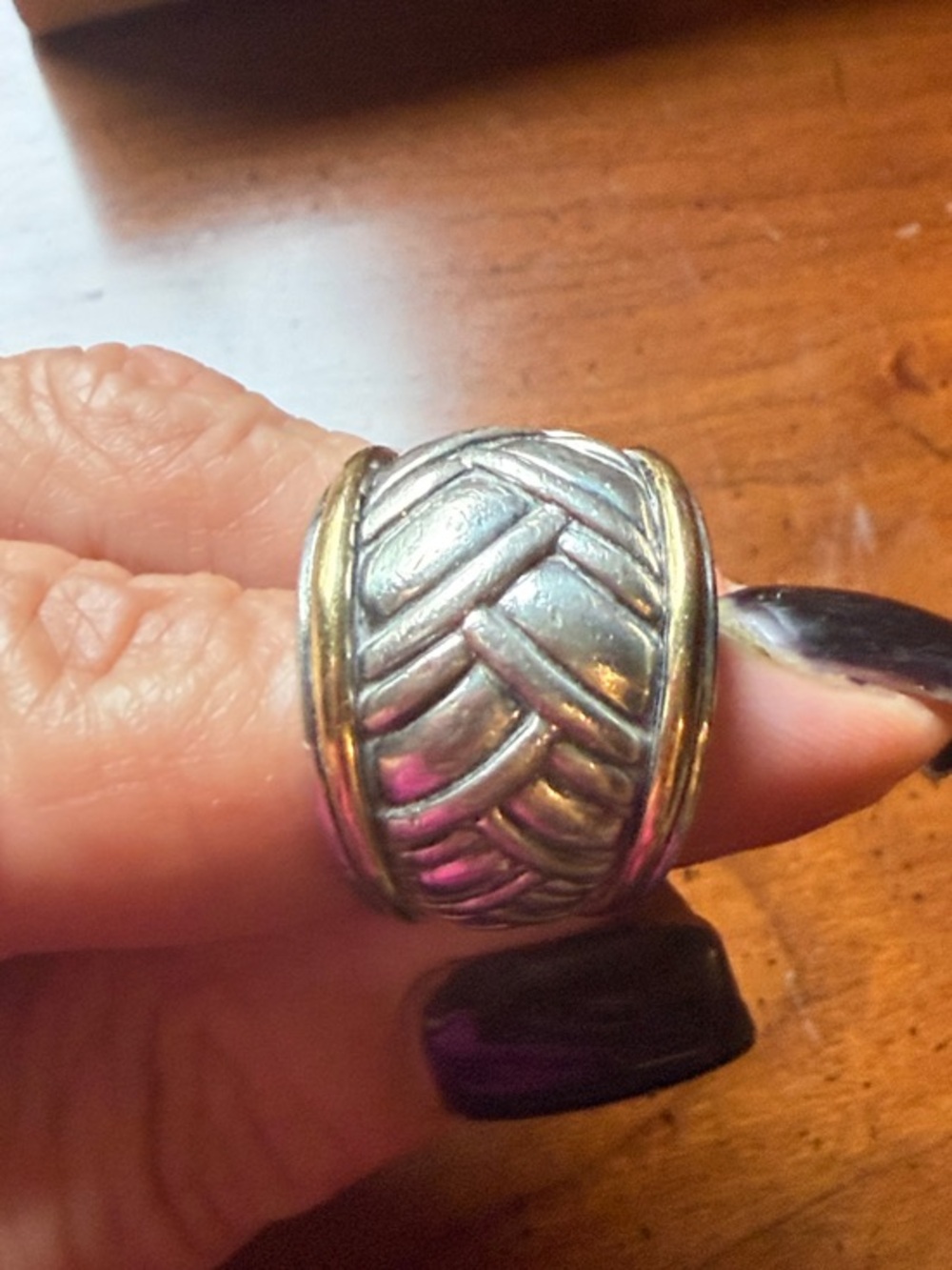 Scott Kay Two-Tone Braided Dome Ring in Silver and Gold Accents